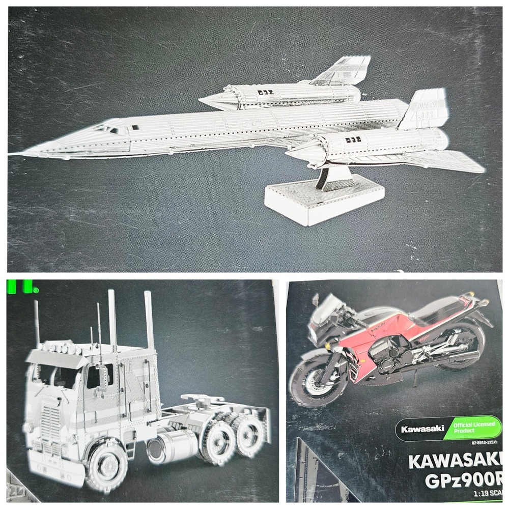 Metal Earth 3D Steel Model Kit Lot of 3 Kawasaki Freightliner SR-71 Blackbird